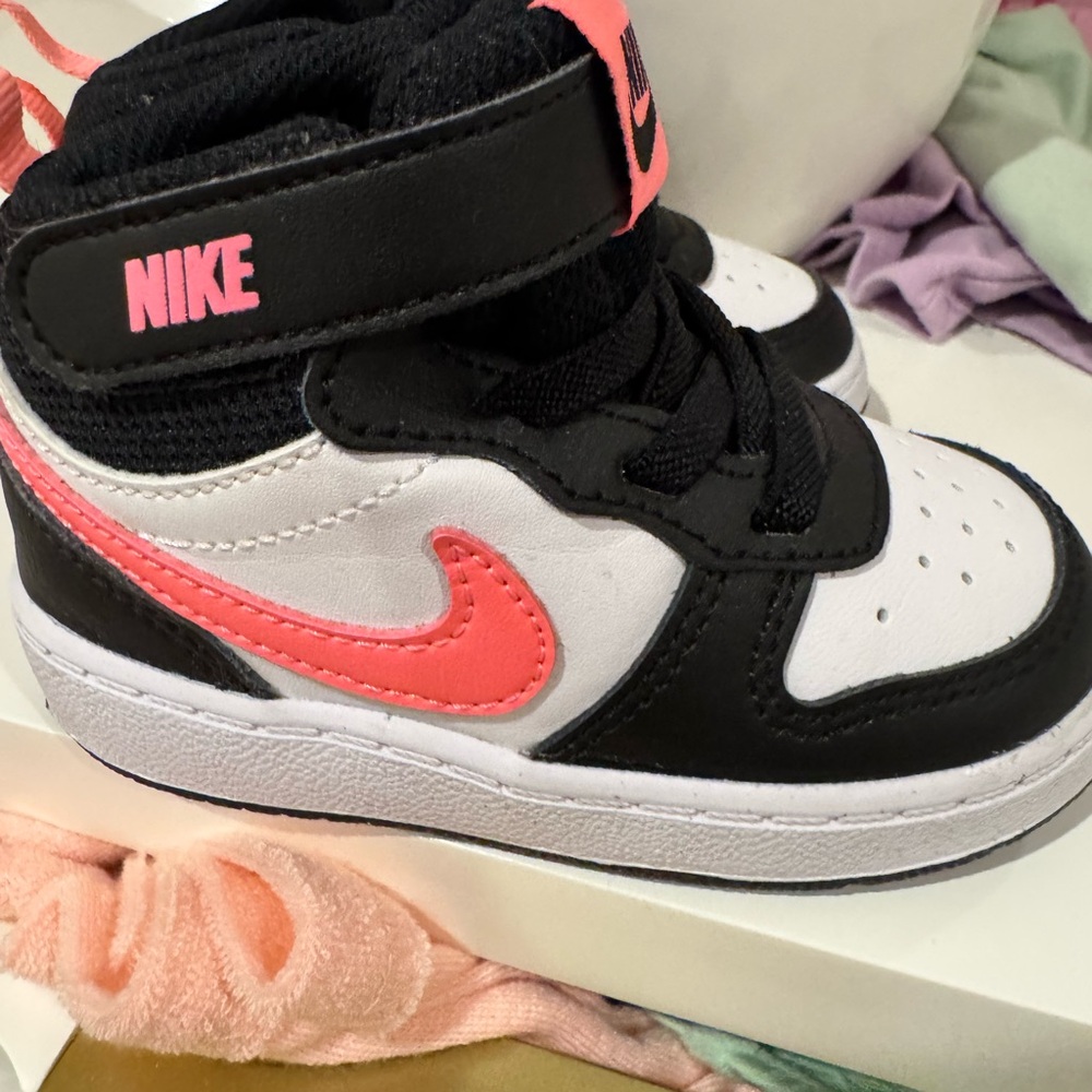 Nike Kids Black and Pink High-Top Sneakers